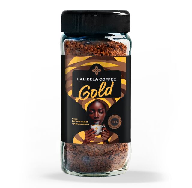 Кофе растворимый Lalibela coffe Gold 190г стекл.банка (сублимирован.)