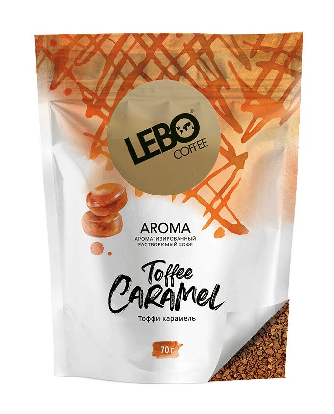 Кофе растворимый сублимированный с ароматом карамели "LEBO TOFFEE CARAMEL", 70г