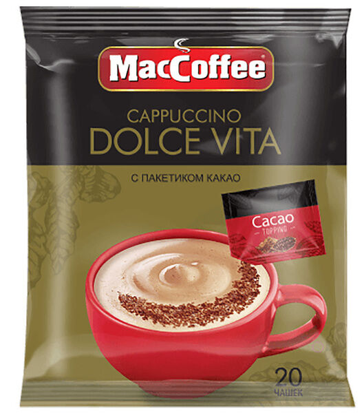 Напиток кофейный растворимый Cappuccino Dolce Vita т.з. "MacCoffee" м/уп 24г*20*20