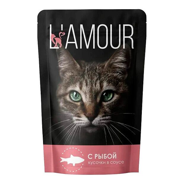 Корм для кошек с Рыбой в соусе ТМ "L`AMOUR" (пауч-пакет) 75г.