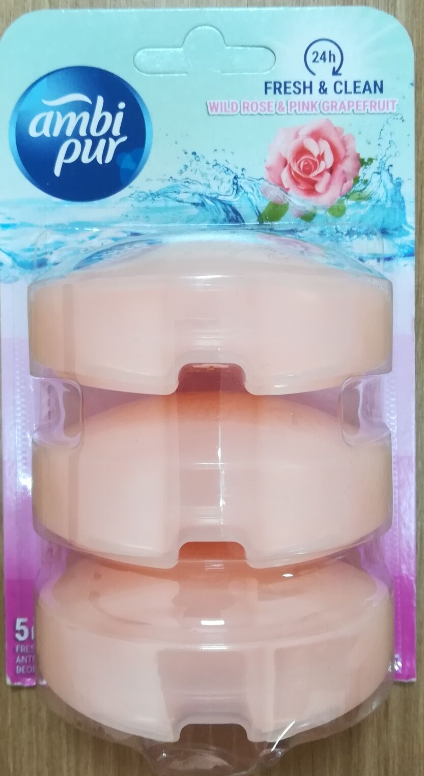 Сменные картриджи для унитаза AMBI PUR Дикая роза и розовый грейпфрут 3*55 мл