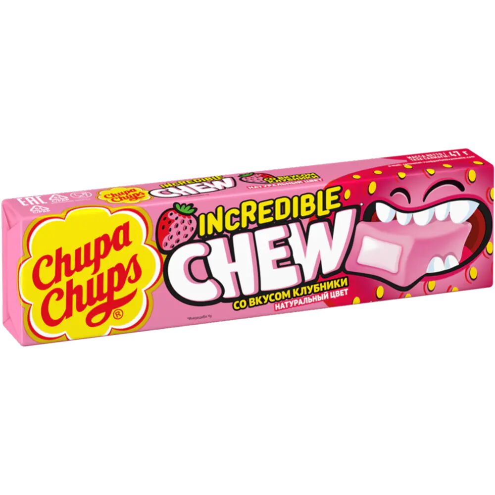Жевательные конфеты "Чупа чупс" "INCREDIBLE CHEW"со вкусом клубники 47г