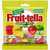 Жевательные конфеты FRUITELLA кислый микс 2 в 1 со вкус яблока и клубники. лимона и малины 41г