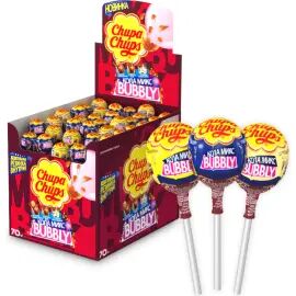Карамель "CHUPA CHUPS BUBBLY" " Кола микс" со вкусом колы, колы и лимона ,колы и ванили 17г
