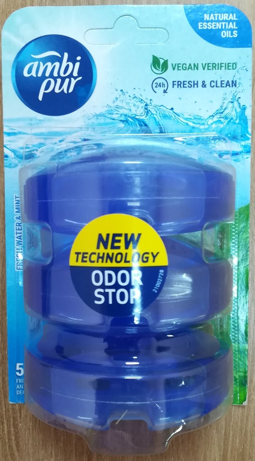 Сменные картриджи для унитаза AMBI PUR Свежая вода и мята 3*55 мл