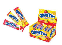 Жевательная конфета "Фрутти" с ароматом апельсина, клубники, лимона 250*10г
