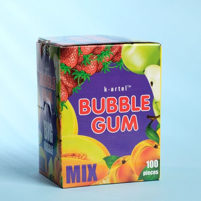 Жевательная резинка "Пузырята. Ассорти" BUBBLE GUM драже со вкусом дыни,клубники,персика,яблока 10г*100шт