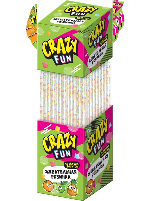 Жевательная резинка со вкусом фруктов (в стиках) CRAZY FUN 60шт*10г