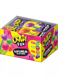 Карамель леденцовая на палочке со вкусом клубники,яблока,апельсина,винограда Карамель на пружинке CRAZY FUN 30шт*8г