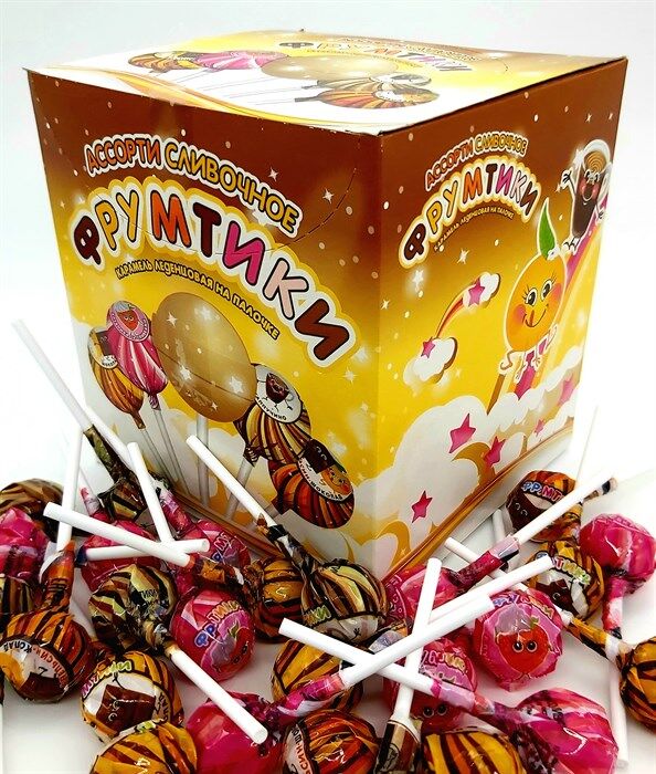 Карамель леденцовая на палочке "Фрумтики" Ассорти Сливочное 100*10г