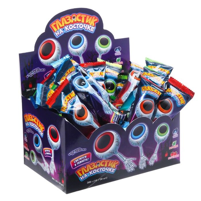 Карамель леденцовая на палочке Веселый напугай (Глазастик на косточке) 30*10г