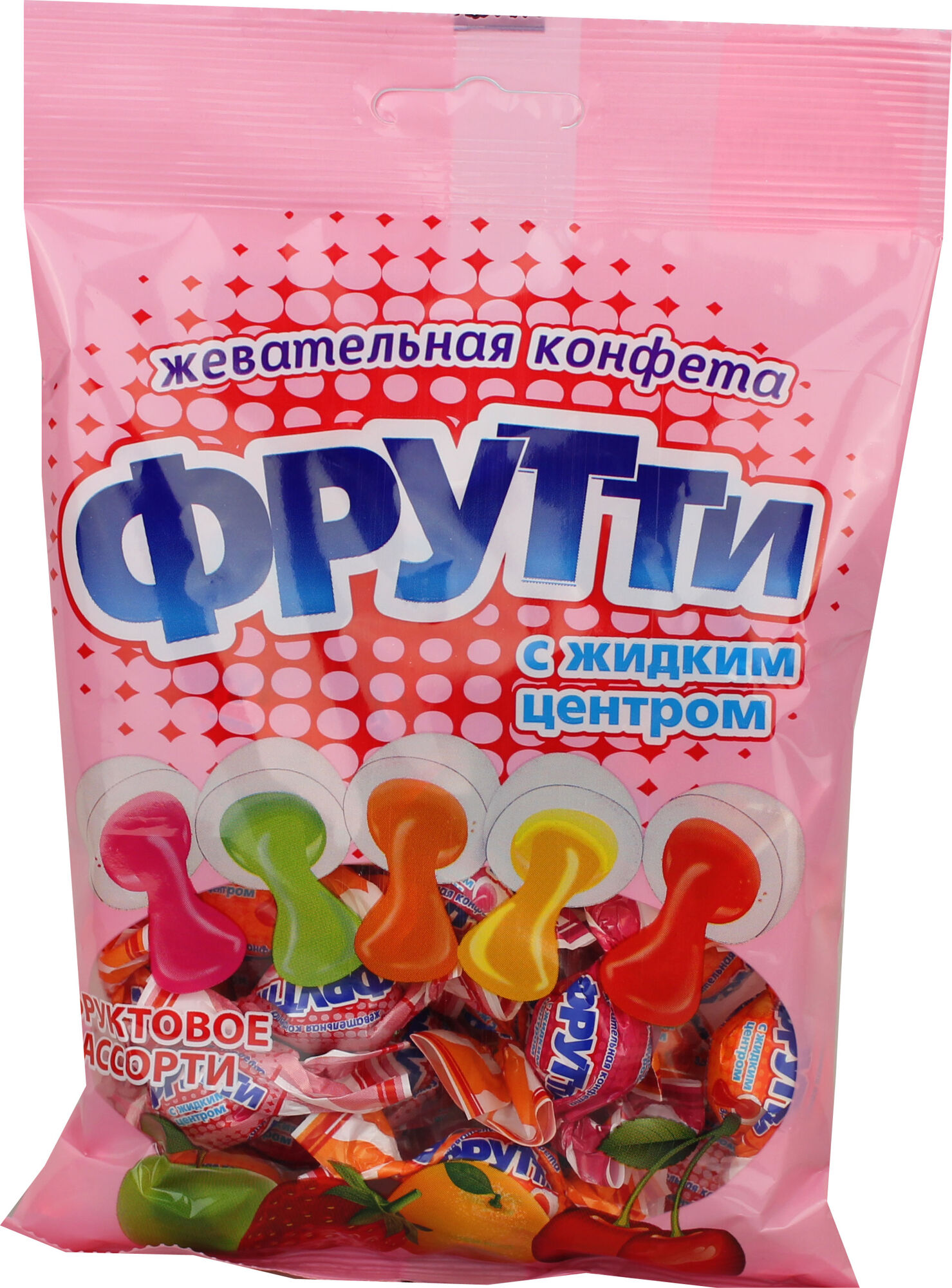 Жевательная конфета "Фрутти" с ароматом апельсина, клубники, лимона, пакет 45*105г