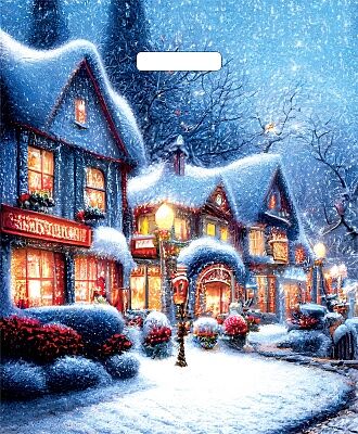 Пакет ПЭ с вырубной ручкой 38х45+3 (25) Артпласт глянец (Рождественская ночь)