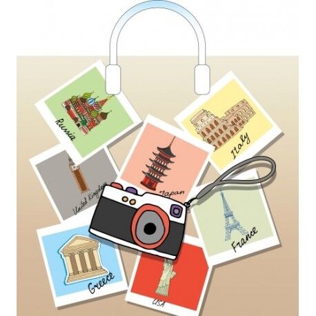 Пакет ПЭ с пластмассовыми ручками 38х34+3 (10) (Путешествие)