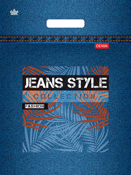 Пакет ПЭ с вырубной ручкой 31х40+6 (50) Тико глянец (Джинсовая коллекция)