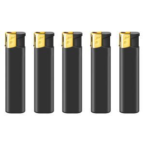 Зажигалка "Flameclub" P-02 RUBBER BLACK/GOLD CAP (17711)