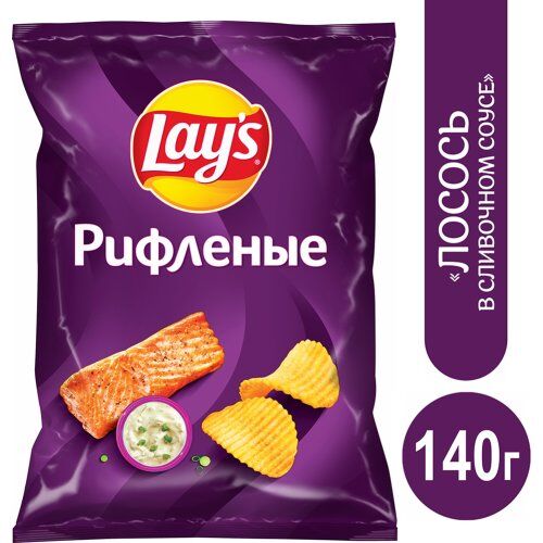 Чипсы со вкусом Лосось в сливочном соусе (140г) ТМ "Lay s"