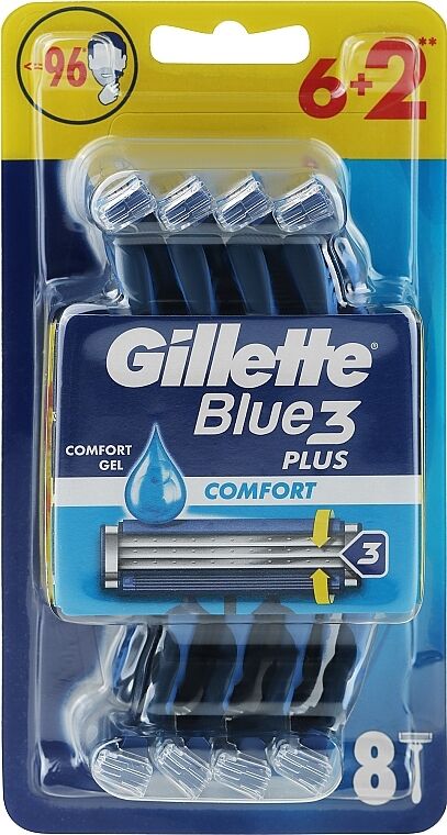 Набор одноразовых бритв Gillette Blue 3 Plus 6+2