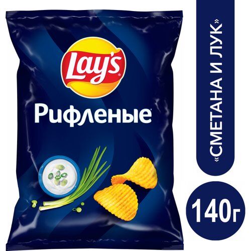 Чипсы со вкусом Сметаны и Лука (140г) ТМ "Lay s"