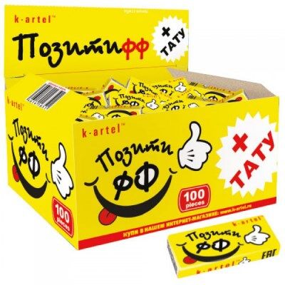 Жевательная резинка недражированная "Позитифф" с тату со вкусом тутти-фрутти и мяты 100шт*2,5г