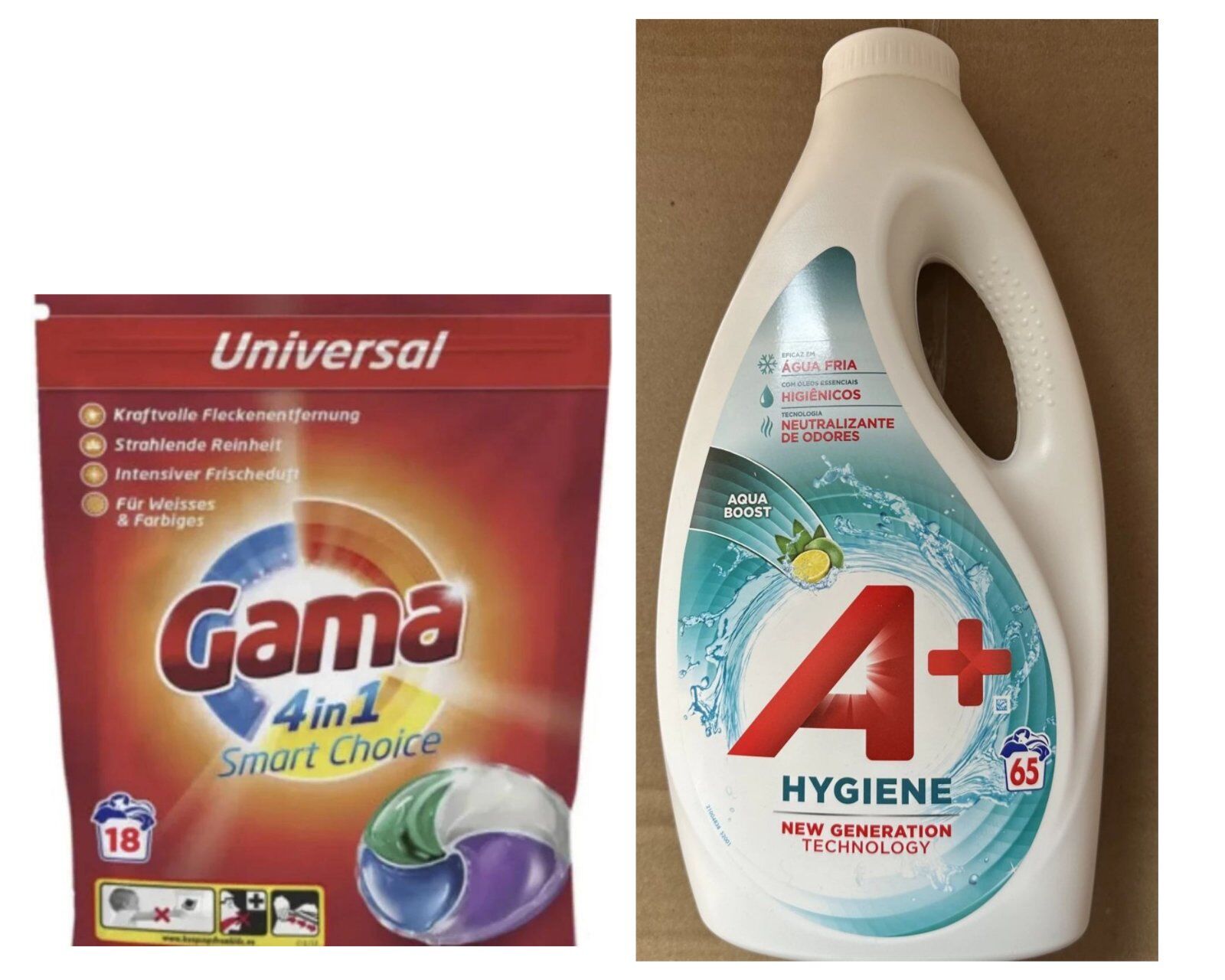 012 КомбоАкция : А+ Универсальный гель для стирки Hygiene Aqua Boost 2,925 л, (65 стирок)  + Капсулы GAMA  для стирки белья 4 IN 1 SMART CHOICE 18 шт*22 г