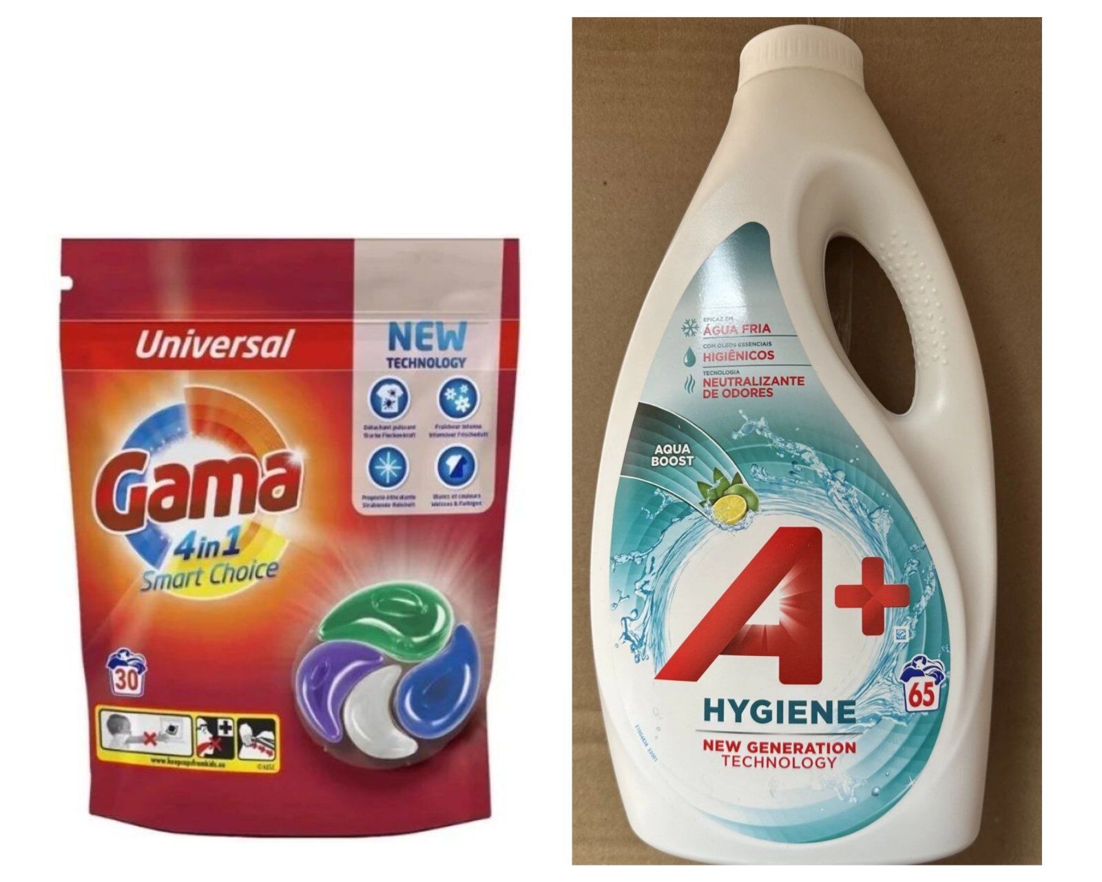 013 КомбоАкция : Гель А+ Hygiene Aqua Boost 2,925 л, (65 стирок)  + Капсулы GAMA  4 IN 1 SMART CHOICE 30 шт*22 г