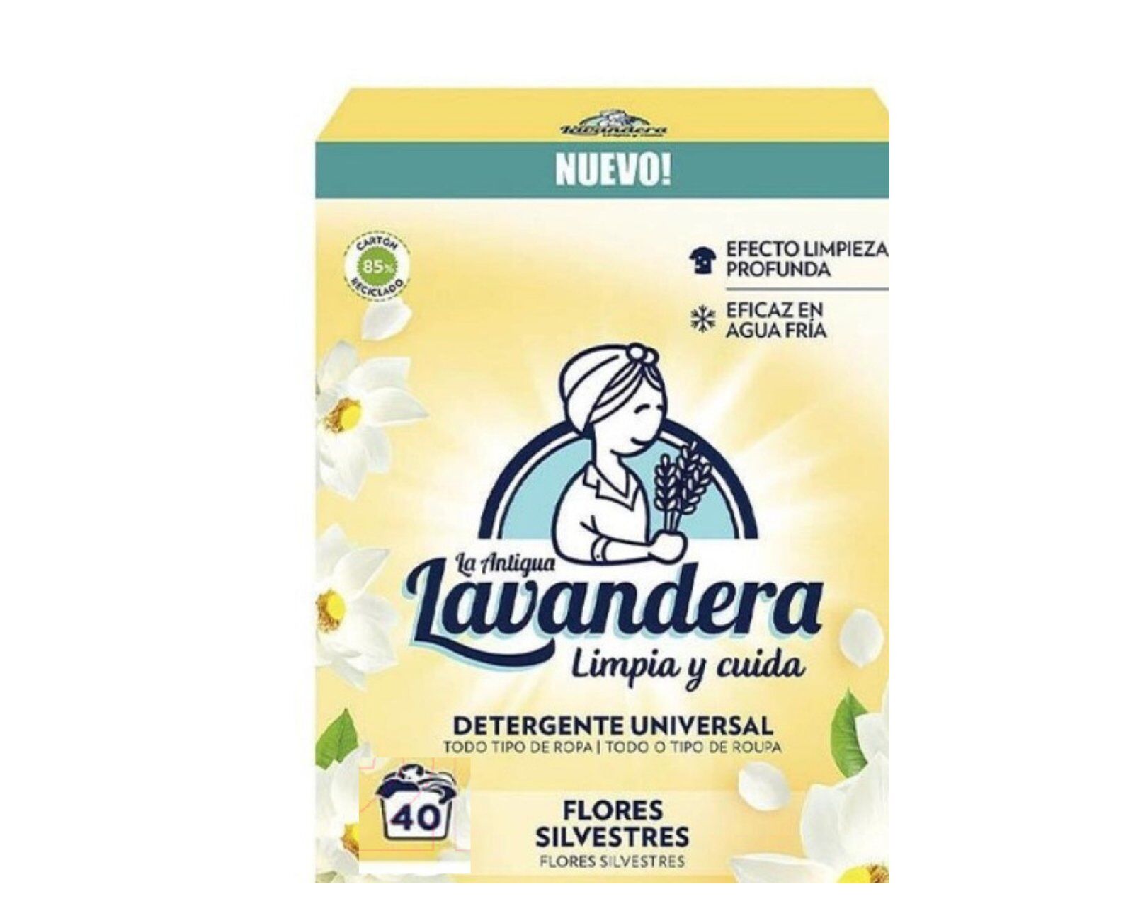 Порошок LA ANTIGUE LAVANDERA стиральный универсальный Flores Silvestres/ Полевые цветы, картон, 2,2 кг (40 стирок) (желтый)