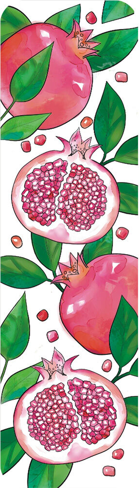 Закладка ЗГ-1985 Закладки глит. Фруктовые узоры "Гранат"(на обратной стороне линейка+таблица умножения)