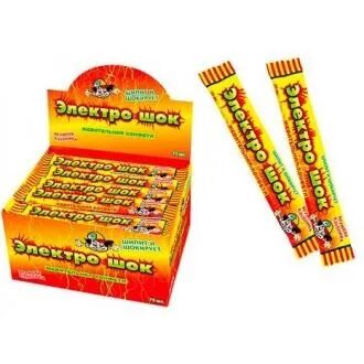 Жевательная конфета "Электрошок" с начинкой с аром. апельсина 50*20г