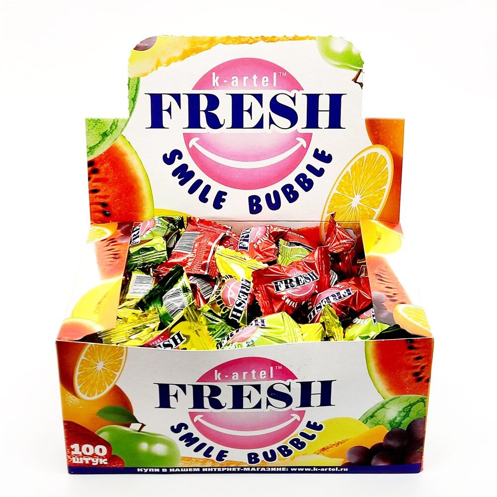Жевательная резинка "FRESH SMILE Bubble" драж. ассорти вкусов 3г*100шт