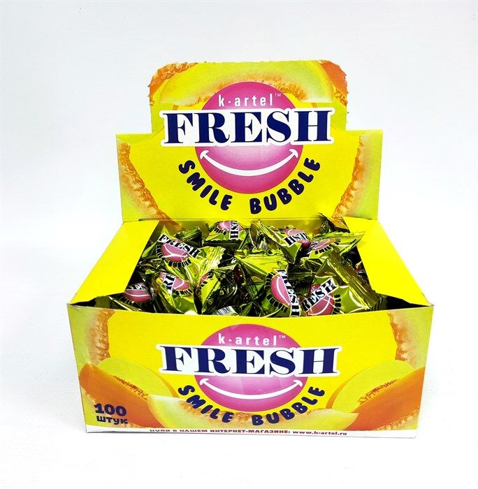 Жевательная резинка "FRESH SMILE Bubble" драж. со вкусом дыни 3г*100шт