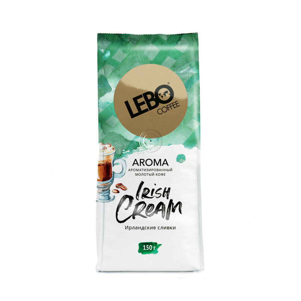 Кофе жареный молотый Арабика с ароматом ирландских сливок "LEBO IRISH CREAM", 150г