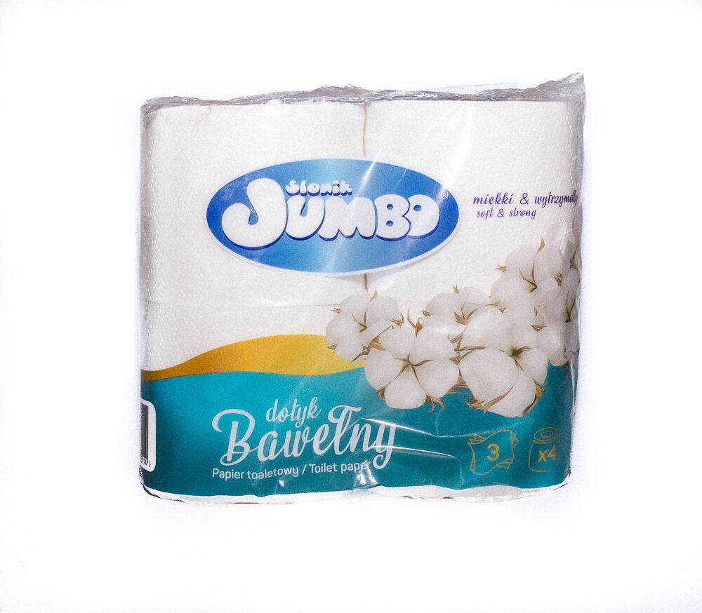 Бумага туалетная SLONIK Jumbo Bawelna 4 рулона, 3 слоя