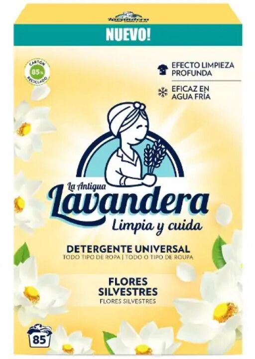 Порошок LA ANTIGUE LAVANDERA  стиральный универсальный Flores Silvestres/ Полевые цветы, картон, 4,675 кг, (85 стирок) (желтый)