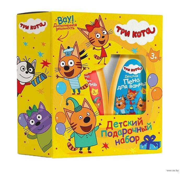 Подарочный набор Три кота (Детский гель-шампунь "Фруктовая радость", 250 мл + Детская пена для ванны "Воздушные замки", 250 мл)