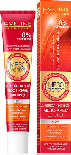 МЕЗО-КРЕМ ДЛЯ ЛИЦА Eveline ДНЕВНОЙ И НОЧНОЙ 45+ Серия МЕЗО ЭКСПЕРТ 50 мл