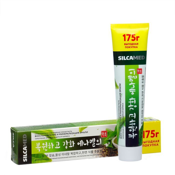 Профилактическая травяная зубная паста SILCAMED «Восстановление и минерализация эмали» 175 г