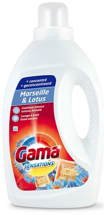 Гель для стирки универсальный GAMA SENSATIONS MARSEILLE & LOTUS с ароматом марсельского мыла и лотоса 1,98 л, 44 стирки