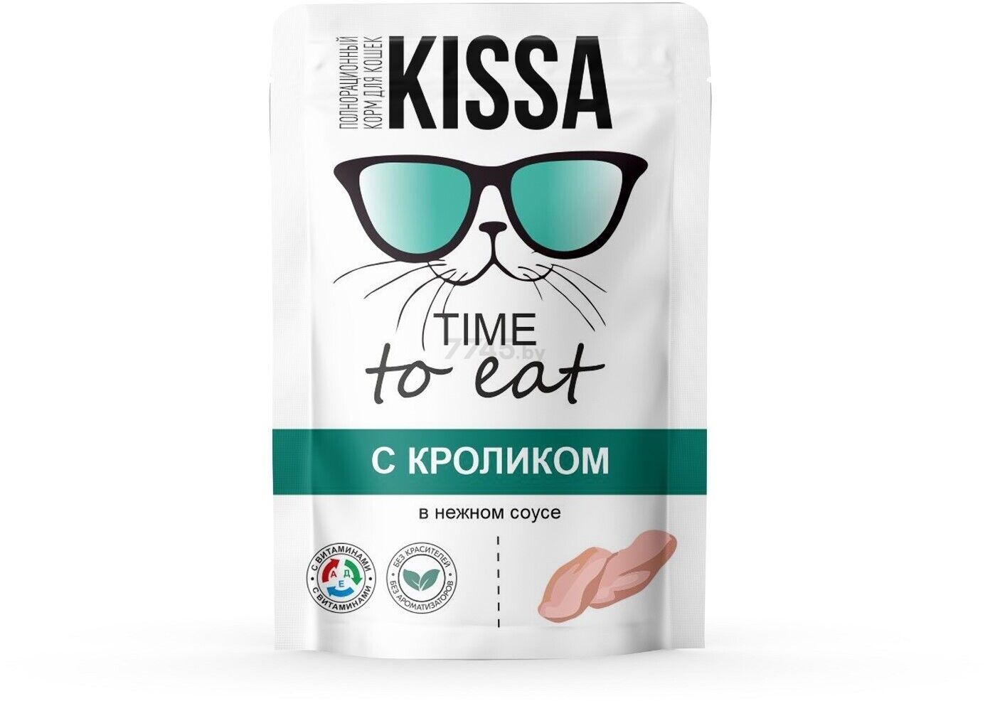 Корм для кошек с Кроликом в соусе ТМ "Kissa" полнорационный (пауч-пакет) 75г*28шт