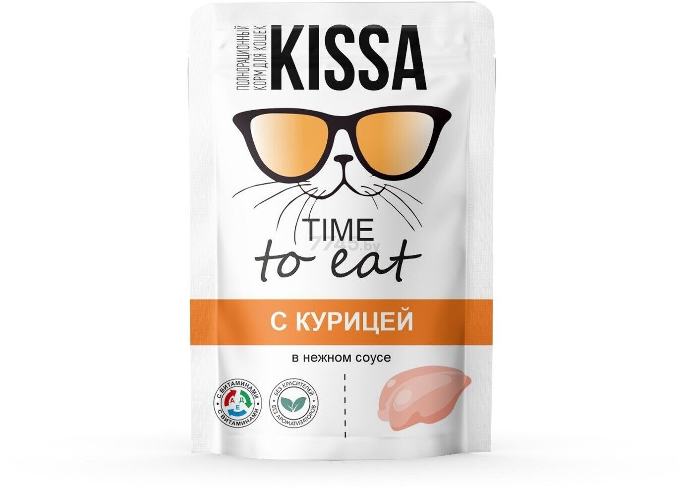 Корм для кошек с Курицей в соусе ТМ "Kissa" полнорационный (пауч-пакет) 75г*28шт