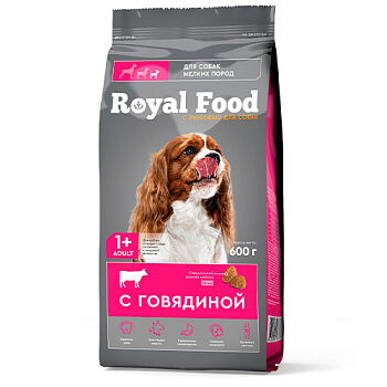 Корм сухой для собак мелких пород с Говядиной ТМ "Royal Food" 600г*10шт