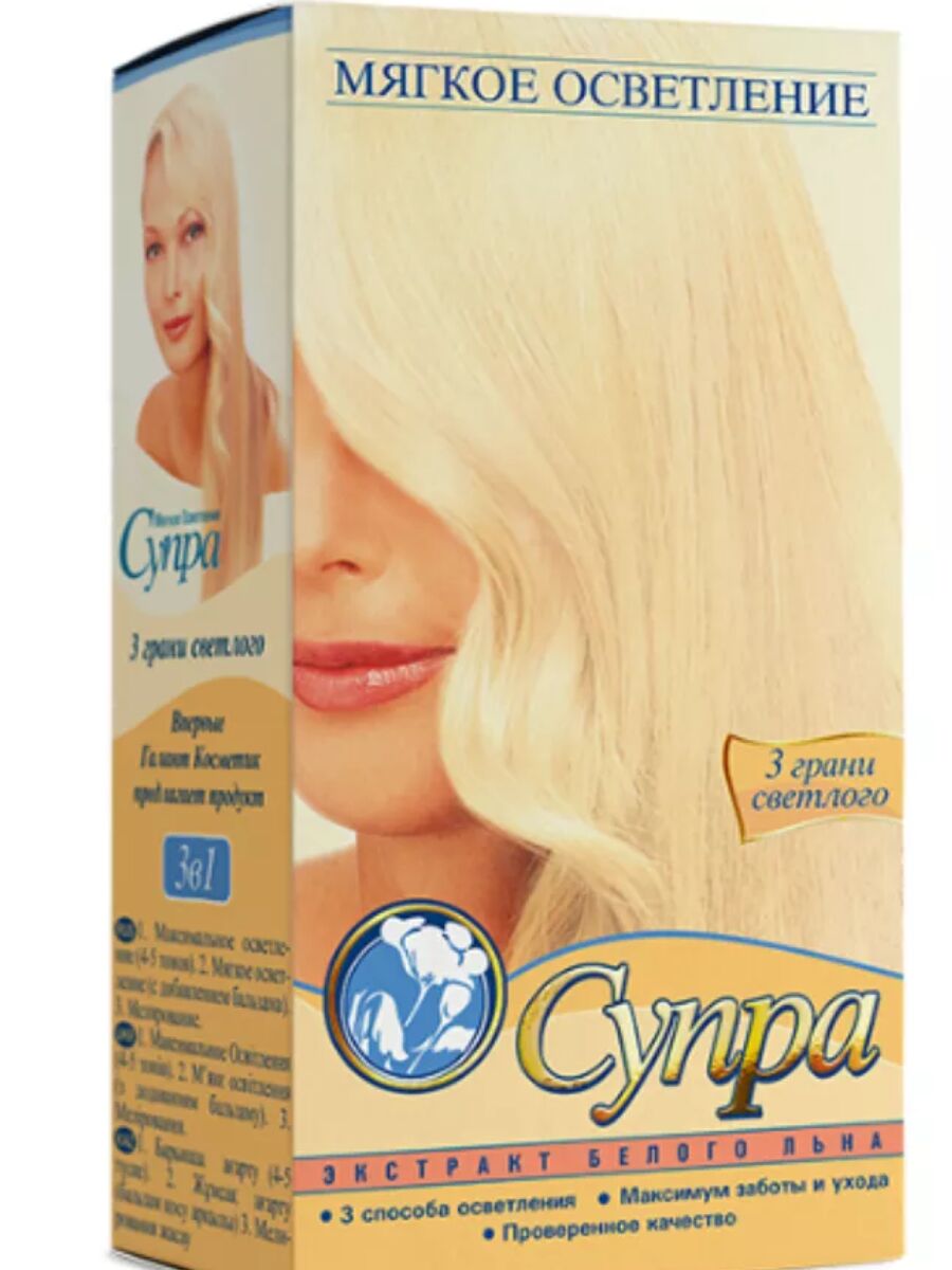 Мягкое осветление Супра с экстрактом белого льна и витаминами A,E,F 220 мл