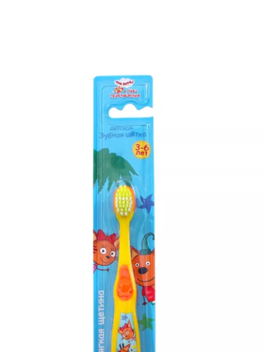Зубная щетка фигурная для детей Три Кота желтая MASTER DENT