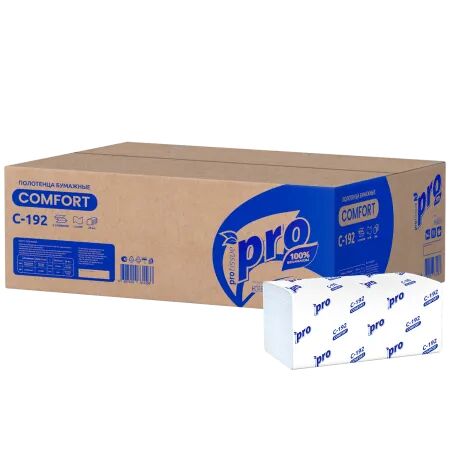 Полотенца бумажные PROtissue V сложения 1-сл 250л (20 упак/кор) арт. С192