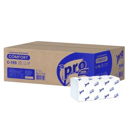 Полотенца бумажные PROtissue V сложения 1-сл 250л (100% целлюлоза 20 упак/кор) арт. С193