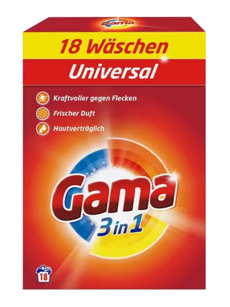 Порошок для стирки цветного и темного белья GAMA 3 в 1 Color & Dark, 1,08 кг, 18  стирок
