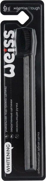 Зубная щетка WEISS Отбеливающая жёсткая Чёрная