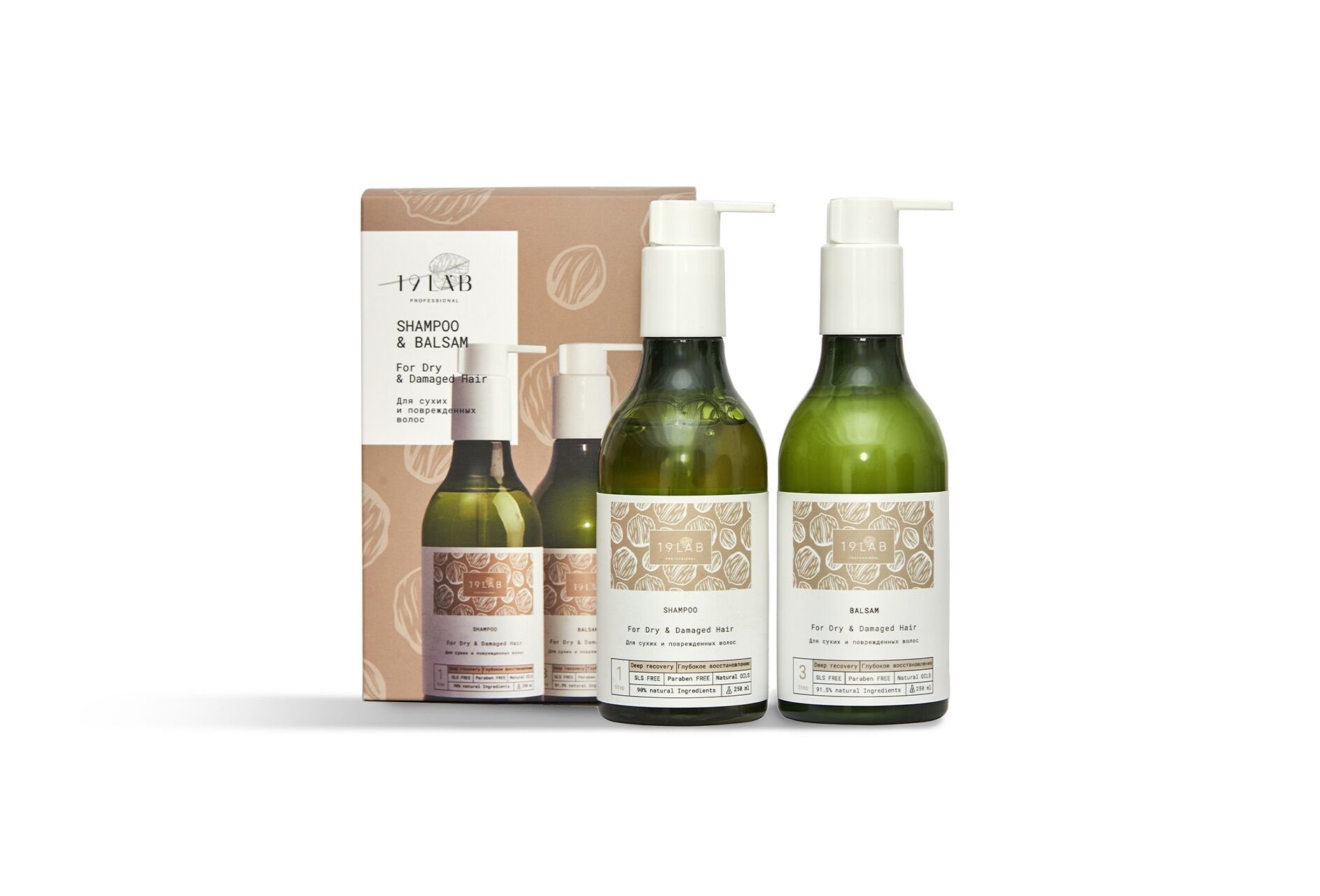 LAB19 Комплекс «Шампунь+бальзам Глубокое восстановление» (1+1), 500 мл