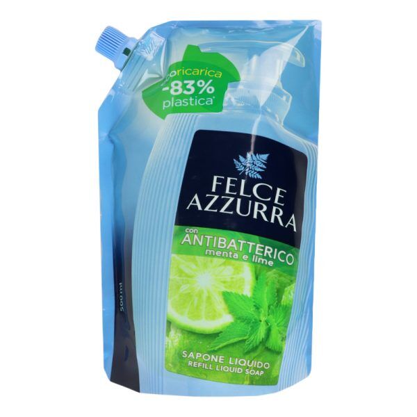 FELCE AZZURRA Жидкое мыло 500мл Menta&Laime антибактериальное запаска