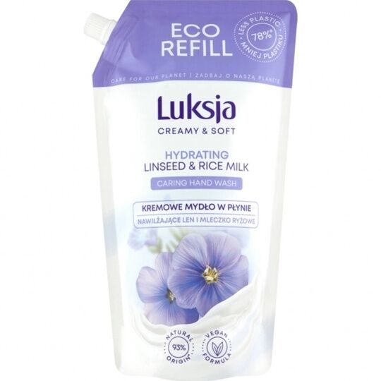 LUKSJA Жидкое мыло LINSEED & RICE MILK 400мл запаска